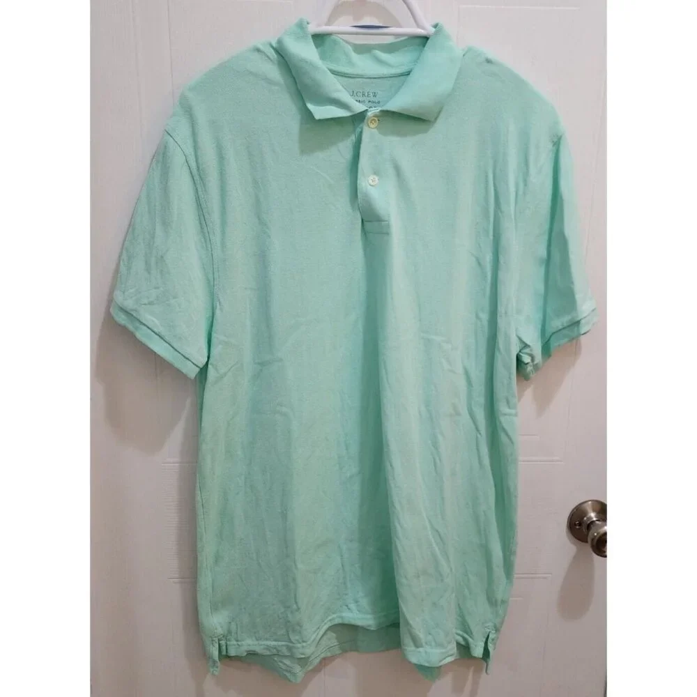 J. Crew Classic Polo Light‎ Green Short Sleeve Shirt Size XL 100% Cotton